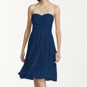 David's Bridal Short Crinkle Chiffon Dress Size 2